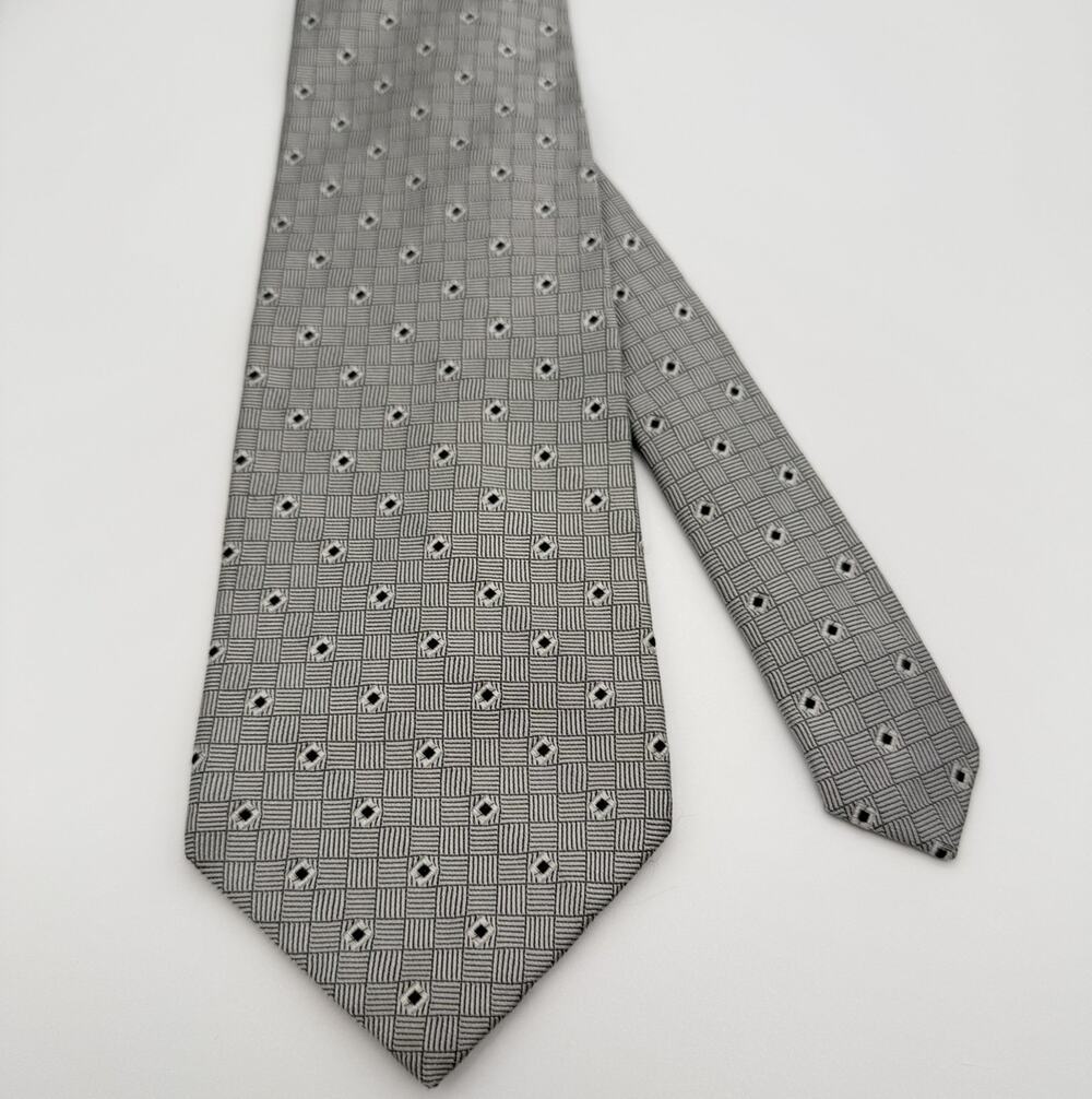 Jos. A. Bank Corporate Collection Silk Necktie Gray Geometric Basketweave 58"